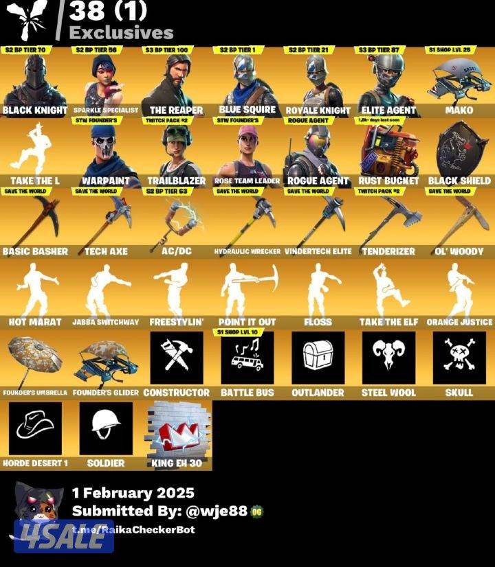 حساب فورت 100+ سكن 🔥🔥نادر0