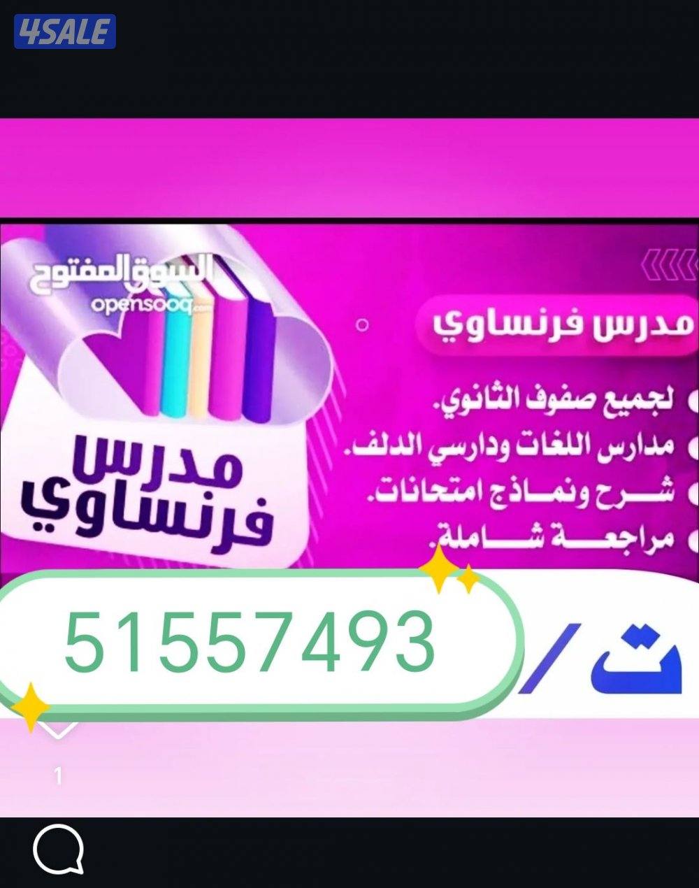 مدرس فرنسي خبره كبيره صف11و12 (شرح القواعد-تلخيص للوحدات حل اختبارات)0