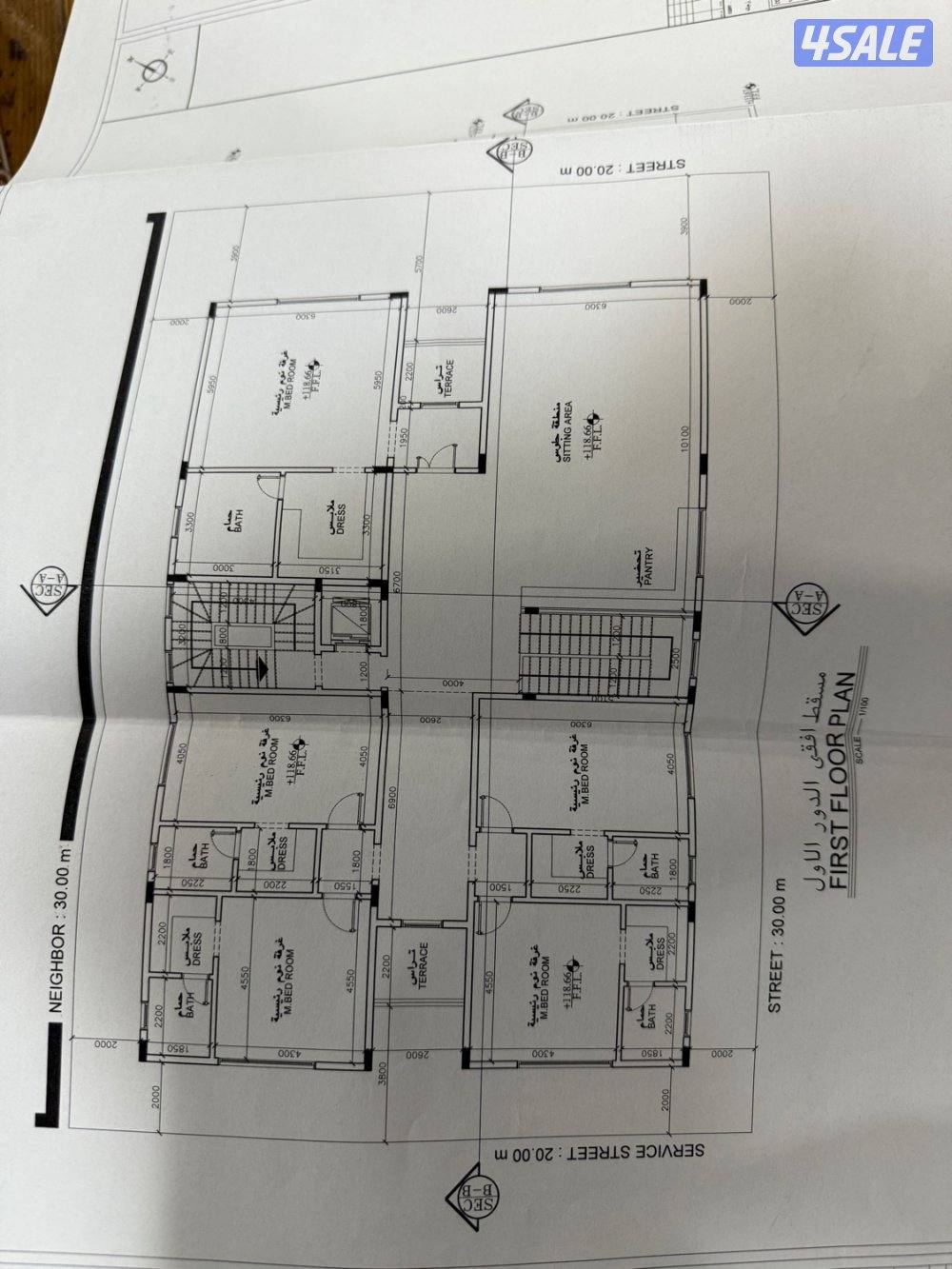 للبيع بيت شيخ ثلاث شوارع سوبر ديلوكس تشطيب ابيات جديد على سوم4