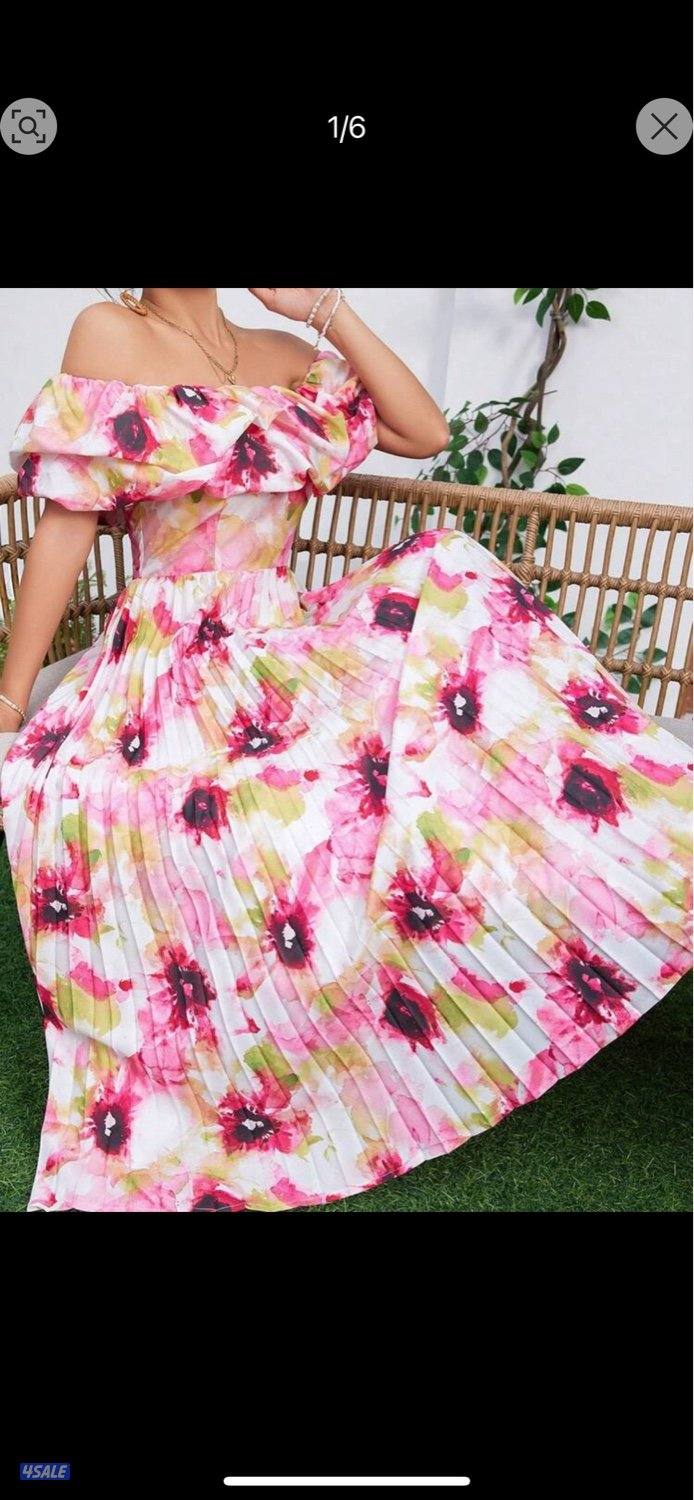 فستان نسائي طويل صيفي ملون خامته تجنن قياسه XL لبسه واحده فقط0