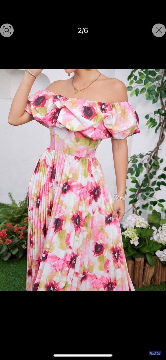 فستان نسائي طويل صيفي ملون خامته تجنن قياسه XL لبسه واحده فقط1