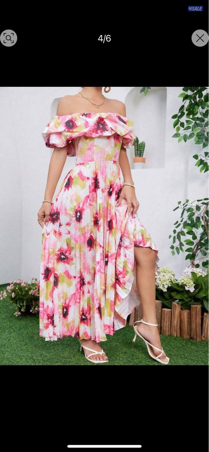 فستان نسائي طويل صيفي ملون خامته تجنن قياسه XL لبسه واحده فقط2