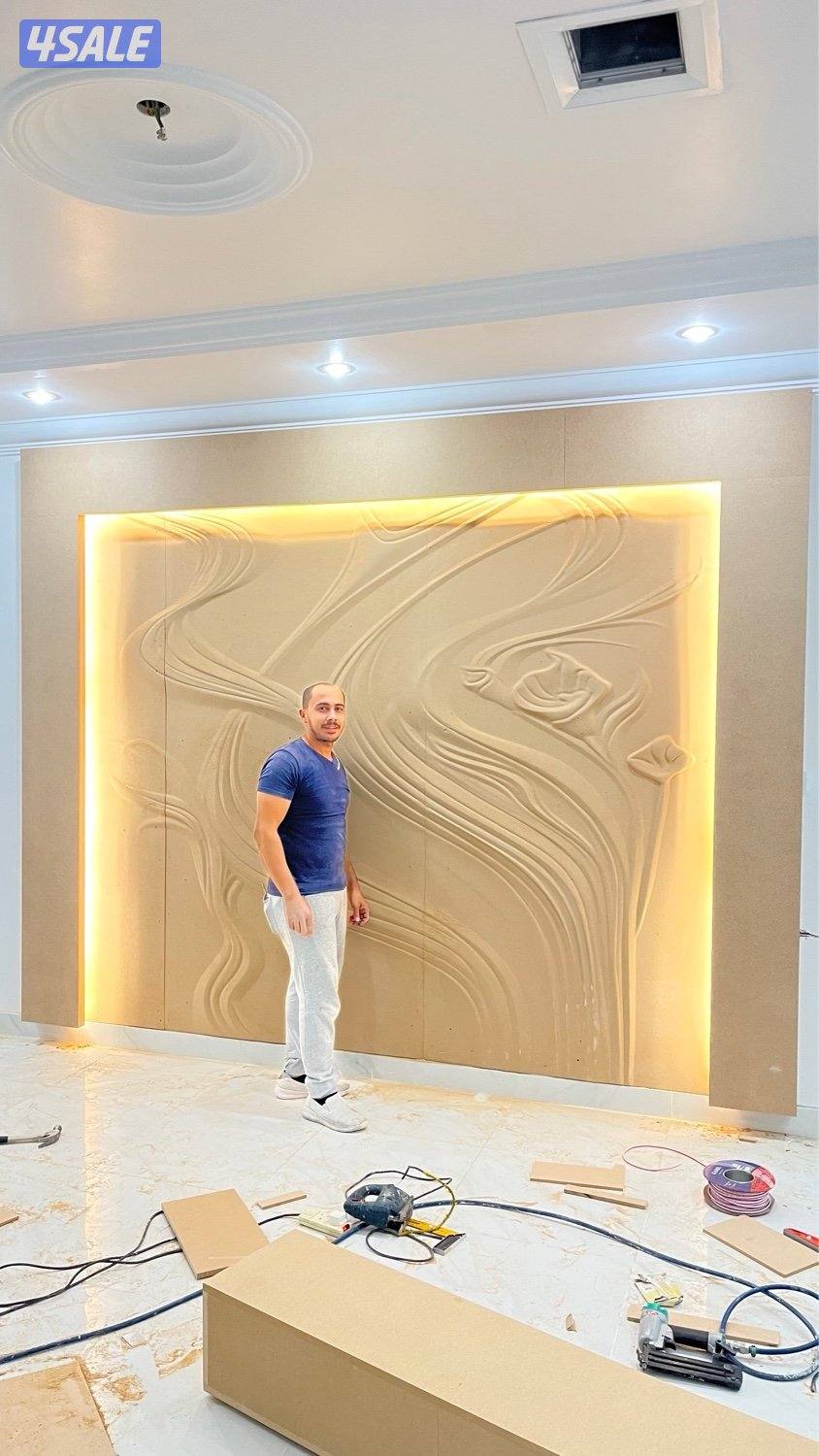 ديكورات خشبيه داخليه للمنازل صبغ ورق جدران تركيب جام شيبورد0