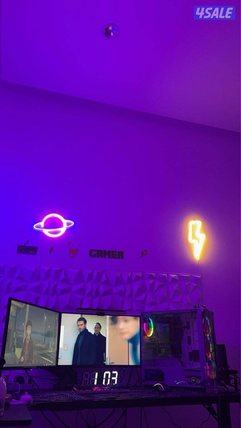 بي سي و ست اب كامل معه طاوله و وشاشتين وكييورد وماوس0