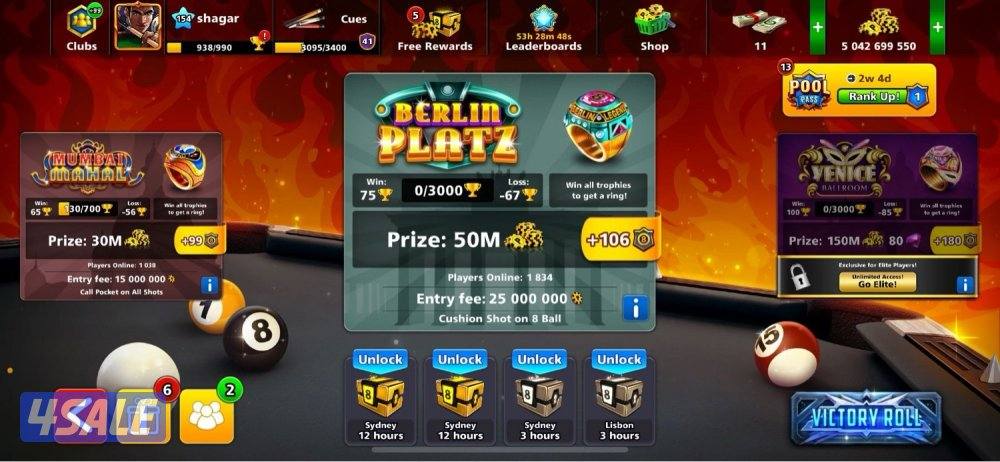 بيع حسابات بلياردو حرق اسعار 🎱4