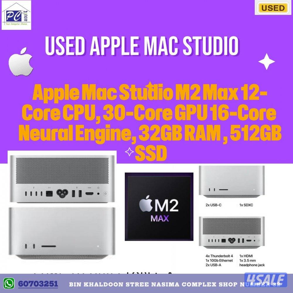 Apple Mac Studio M2 Max Chip 12-Core CPU 30-Core GPU 16-Core Neural En0