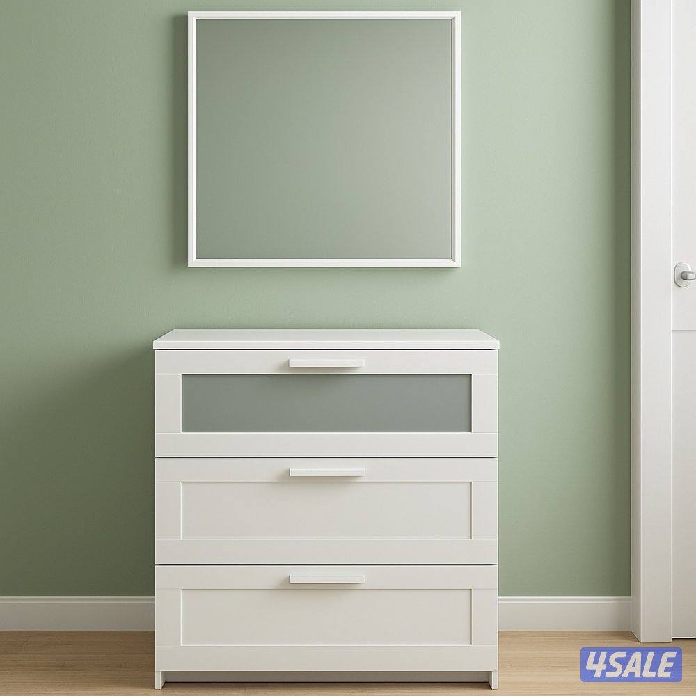 ادراج للتخزين مع مرآة + اضاءة صغيرة من محل IKEA0