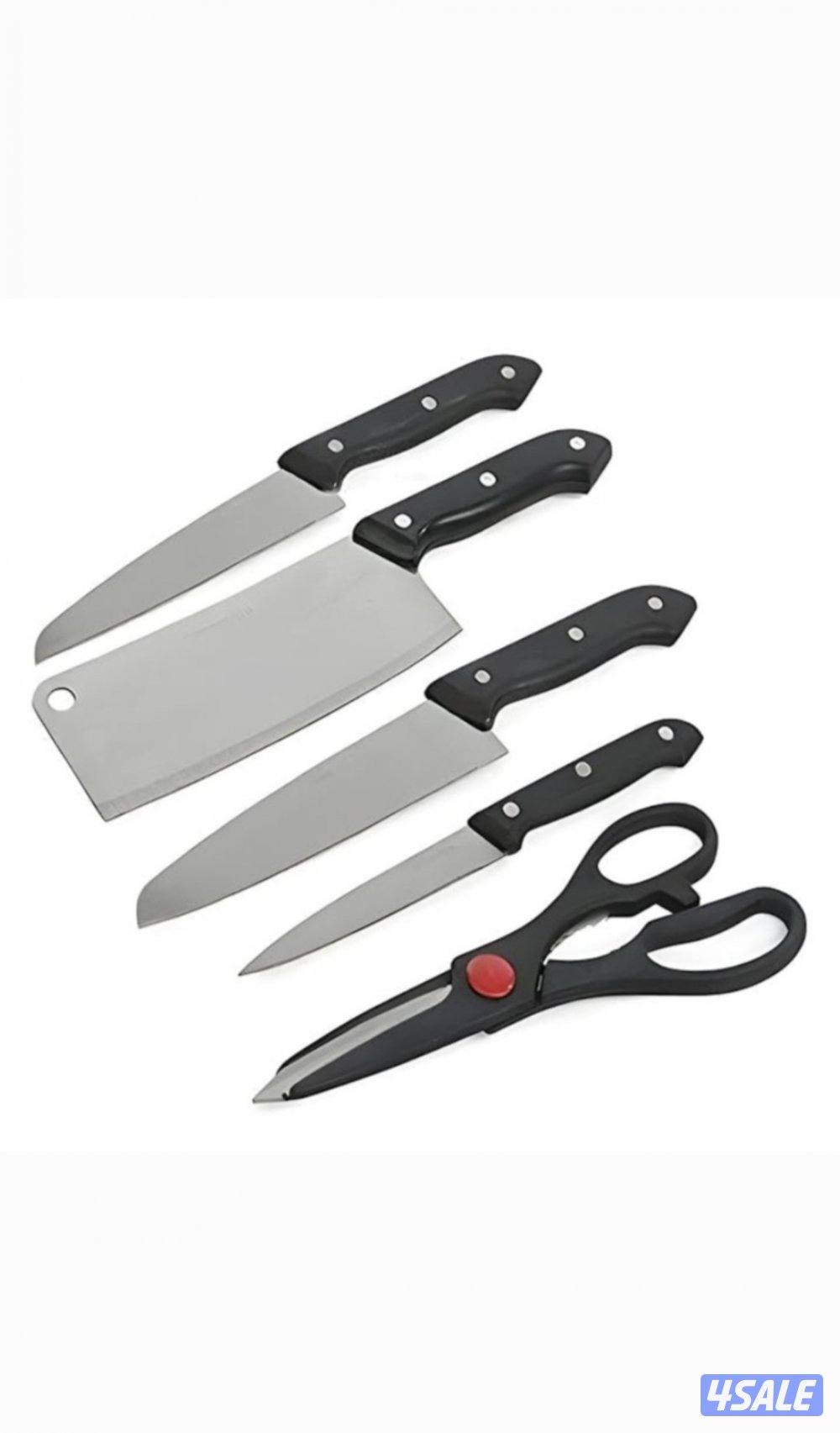 لوح تقطيع خشبي مع مجموعة سكاكين - 6 قطع4