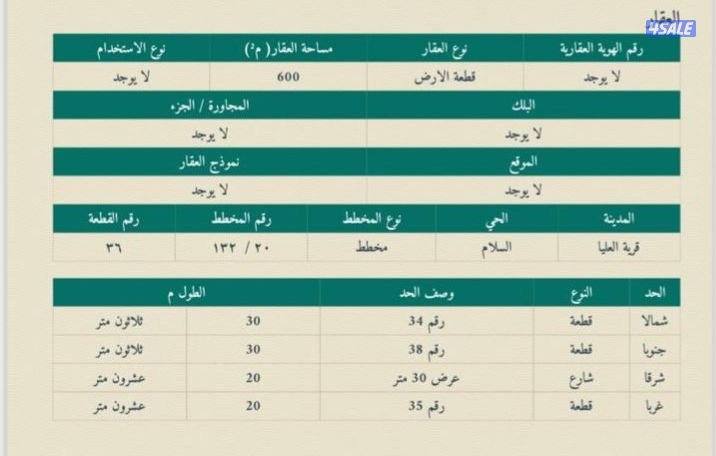 ارض في قرية العليا0