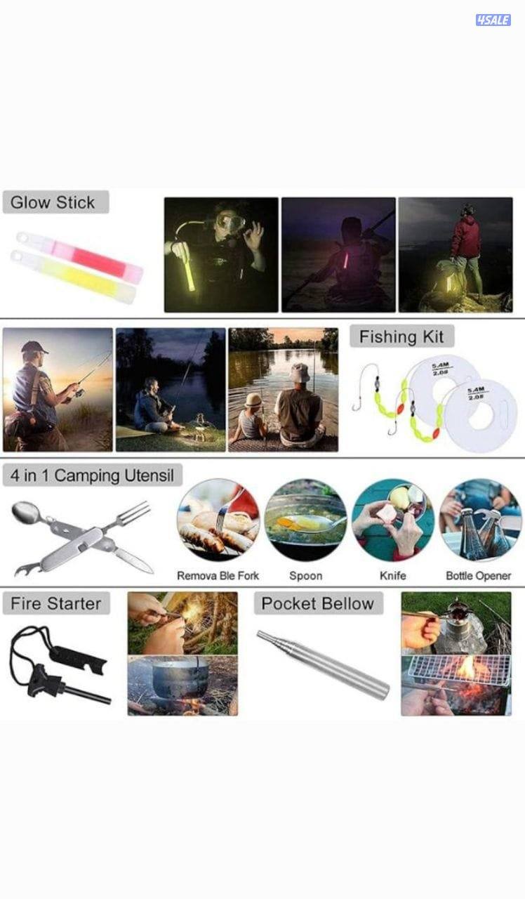 🎒 حقيبة التخييم مع أدوات الطوارئ
(140 في 1)3