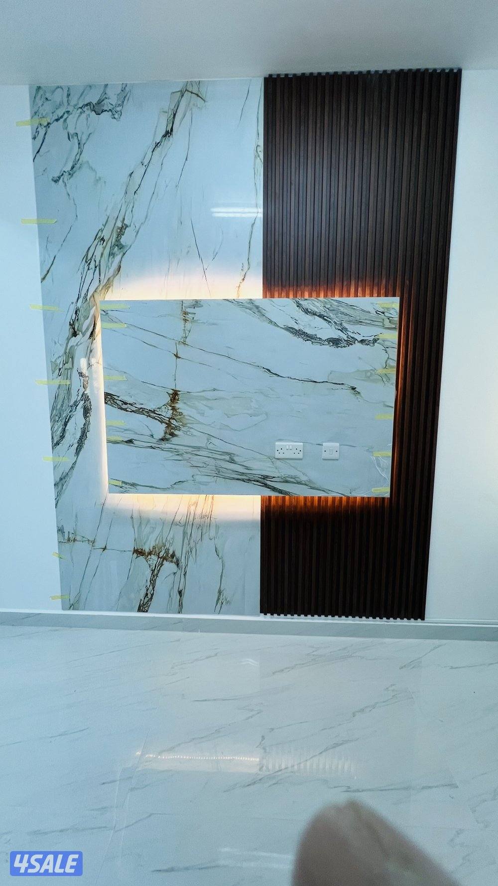 جبسم بورد بارتيشن و طوفه ديكور جبس أمريكي باب خشب5