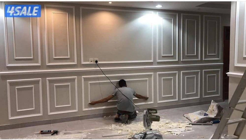 جبسم بورد بارتيشن و طوفه ديكور جبس أمريكي باب خشب8