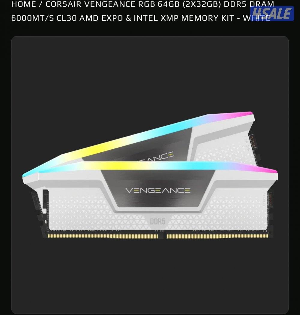 White RGB RAM 64GB (4 x 16) DDR5 6000MHZ (NEW)0