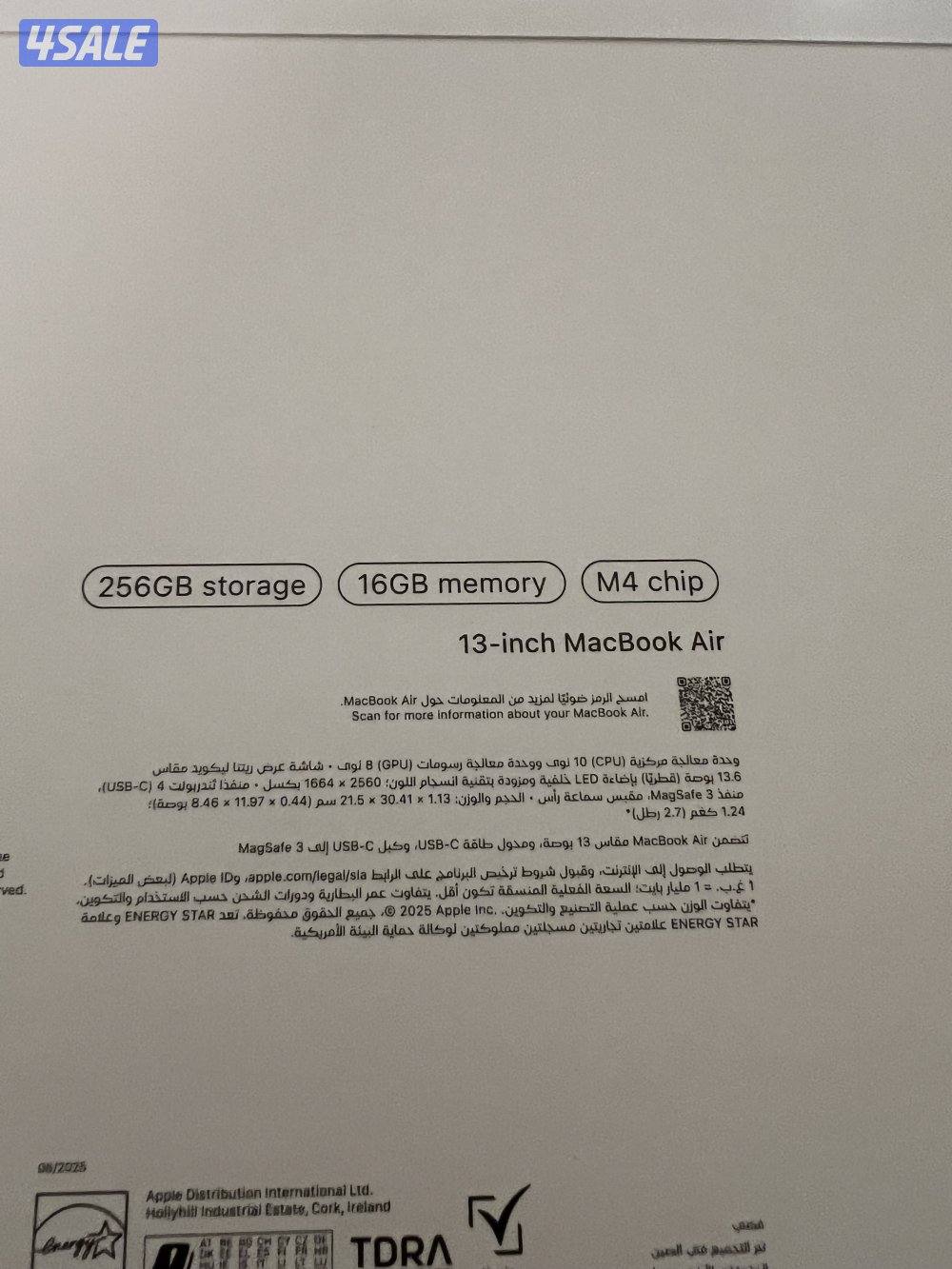 ماك بوك اير m4 شبة جديد مشحون مرتين فقط0