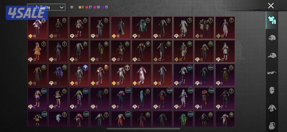 حساب ببجي للبيع فيه ١٦١ لبسه وفيه يوزي الفرعون8