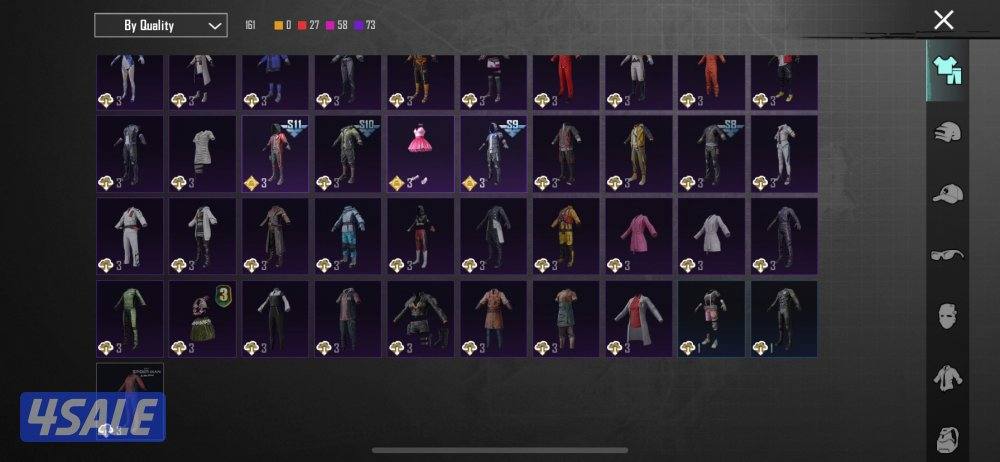 حساب ببجي للبيع فيه ١٦١ لبسه وفيه يوزي الفرعون12