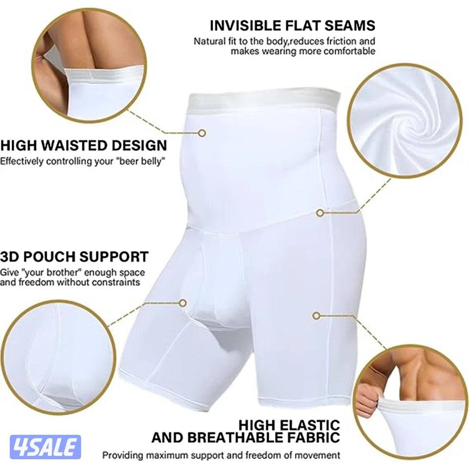 شورت مشد للجسم للرجال نحافة الفخذين ورفع المؤخرة شورت داخلي عالي الخصر3