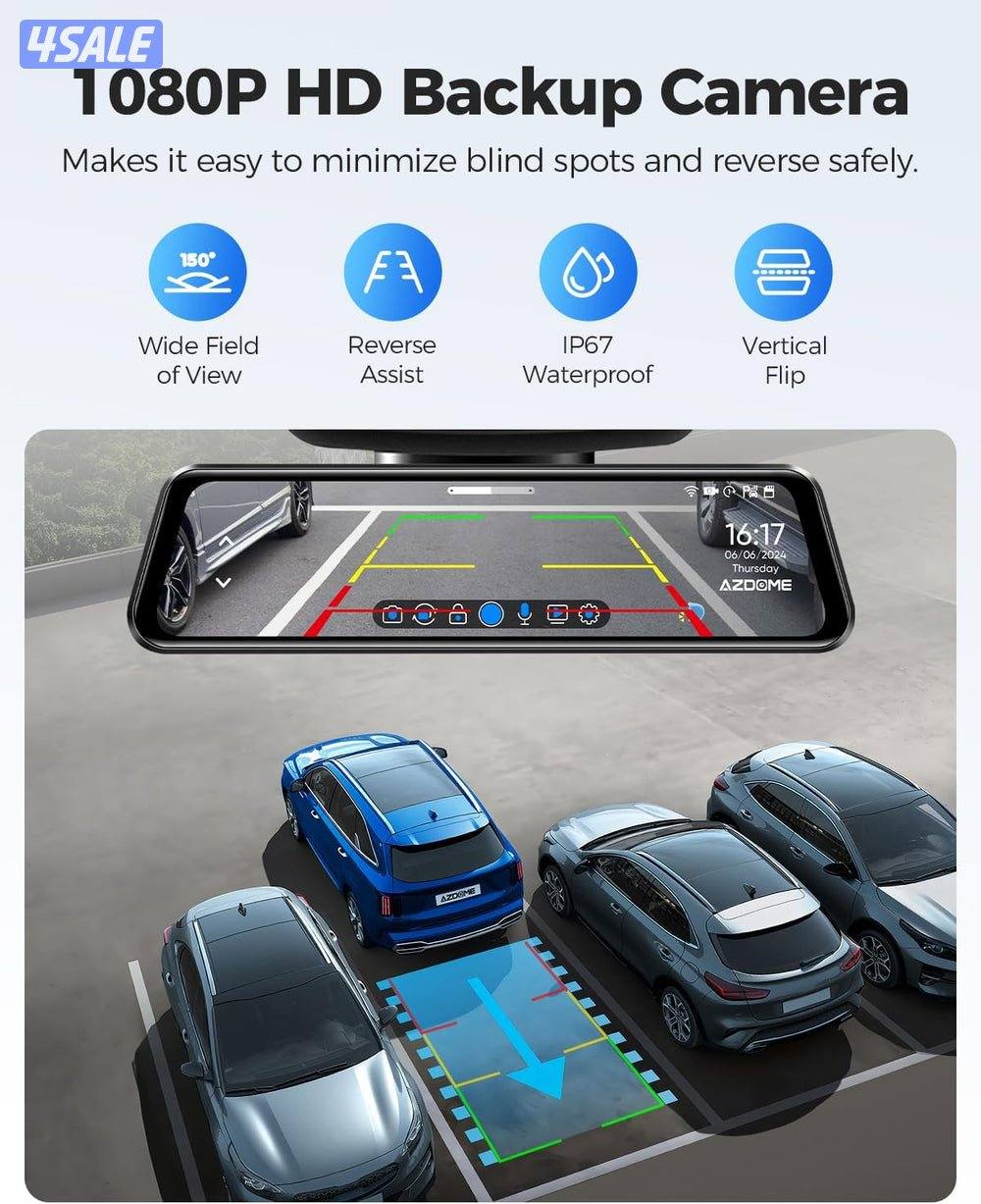 داش كام المنظره AZDOME Mirror DashCam 12 inch2