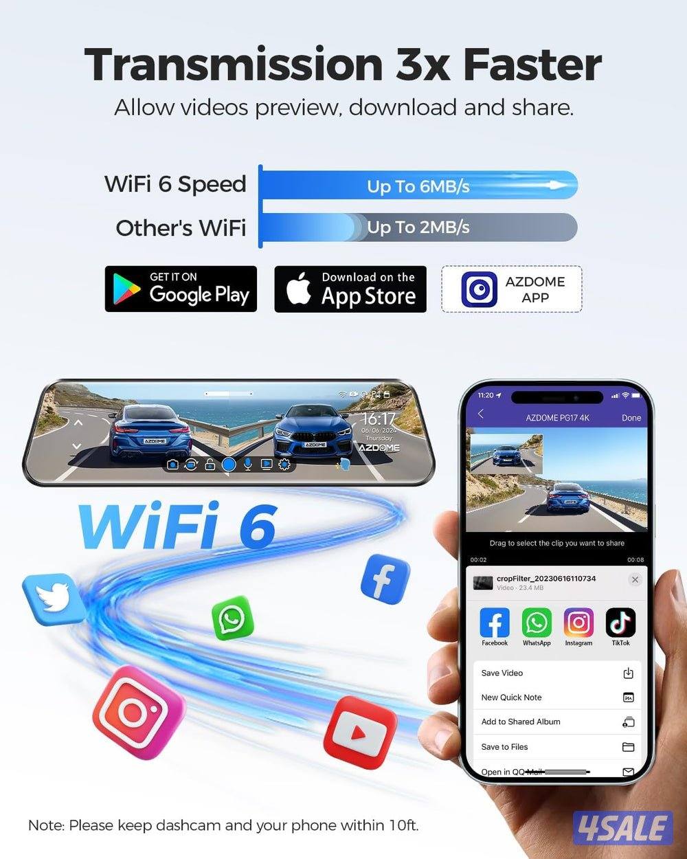 داش كام المنظره AZDOME Mirror DashCam 12 inch3