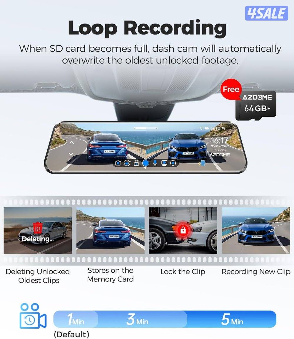 داش كام المنظره AZDOME Mirror DashCam 12 inch5