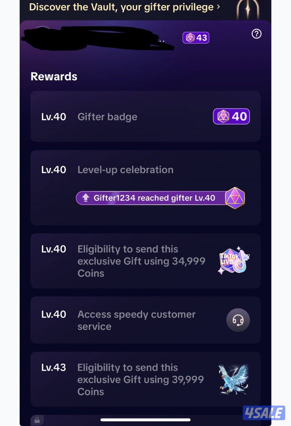 حساب تيك توك لفل 43 Tiktok0