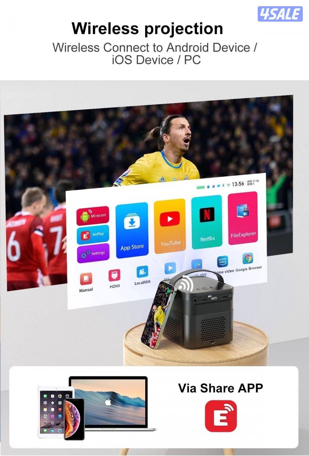 سمارات بروجكتر 5K اشتراك سنه مجانا مباريات وافلام0