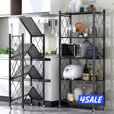 5-Tier Foldable Metal Storage Shelf with Wheels - Easy Setup1