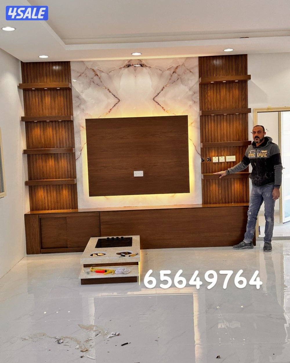 احدث تصاميم ديكورات خشب وجارات رخام2