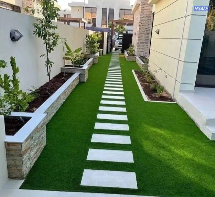 تنسيق حدائق تركيب السور التركي تركيب الثيل الصناعي زراعه الثيل الطبيعي1