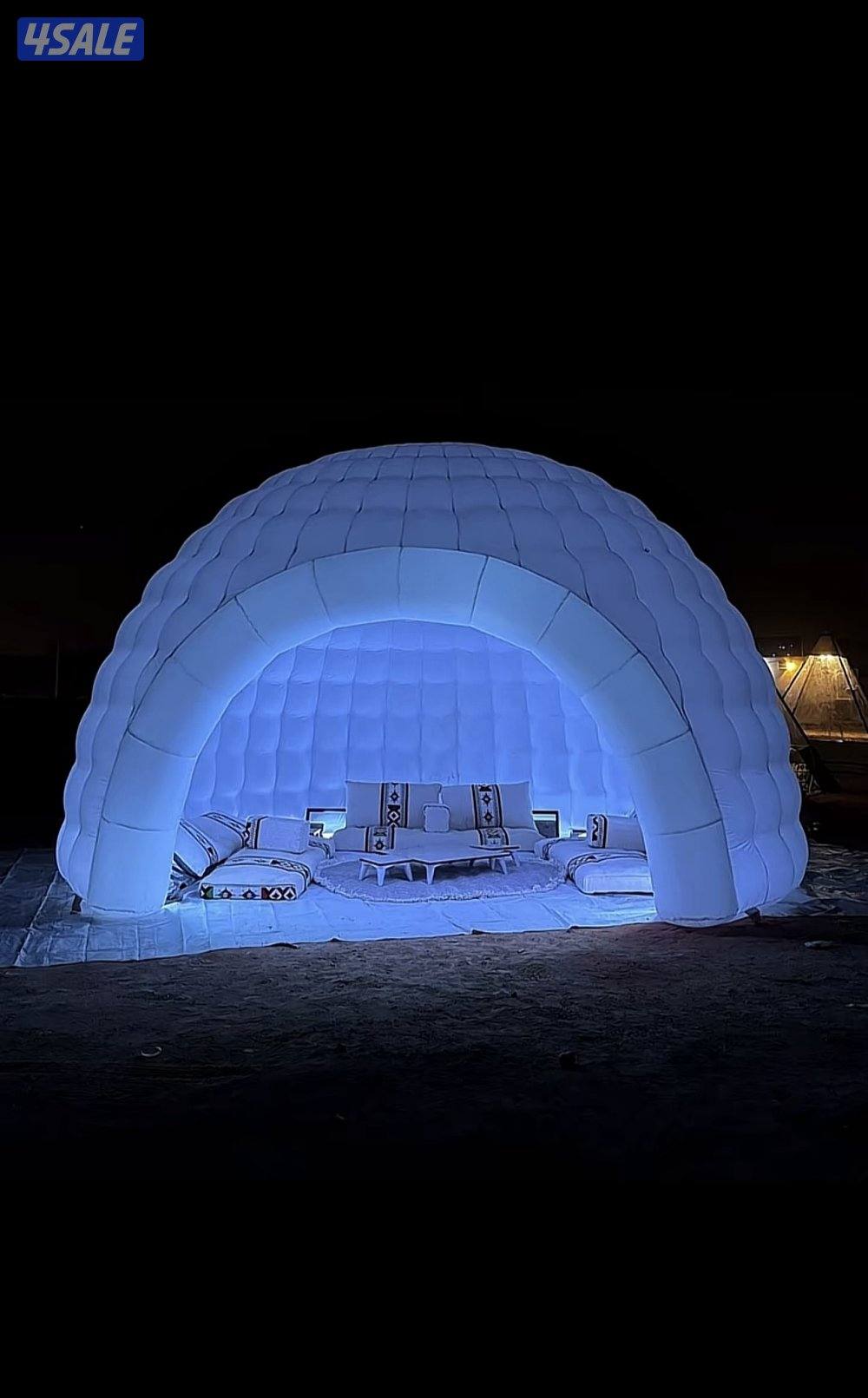 خيمه الغيمه بكامل اغراضها مكينه تفخ + اضاء لدي متعدده الالوان + جنطه2