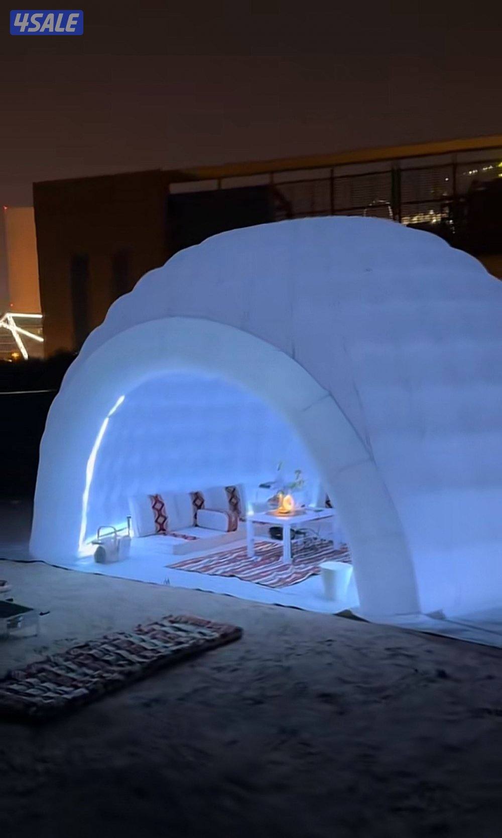 خيمه الغيمه بكامل اغراضها مكينه تفخ + اضاء لدي متعدده الالوان + جنطه3