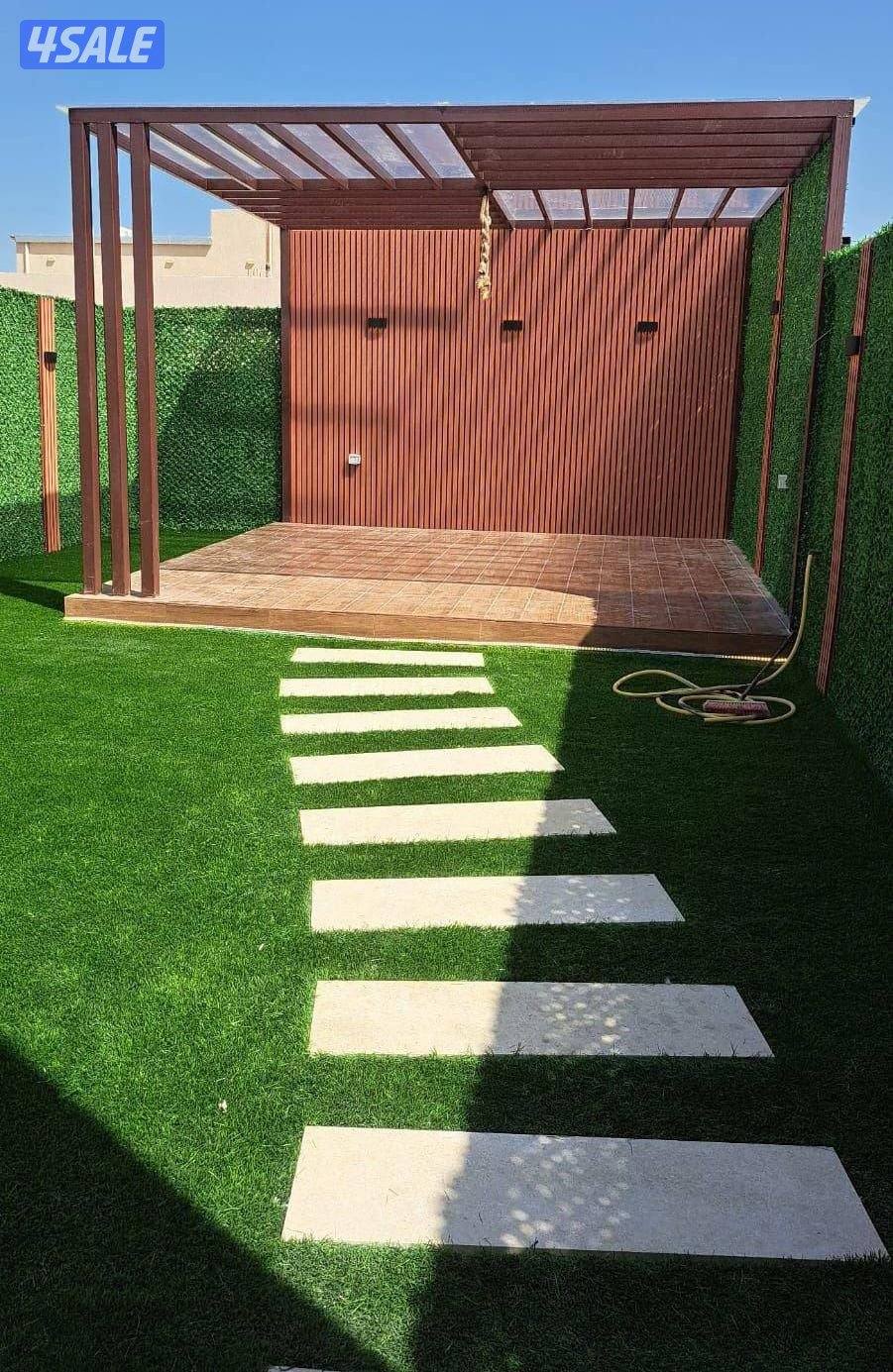 تنسيق حدائق تركيب ثيل صناعي وسور تركي وثيل طبيعي3