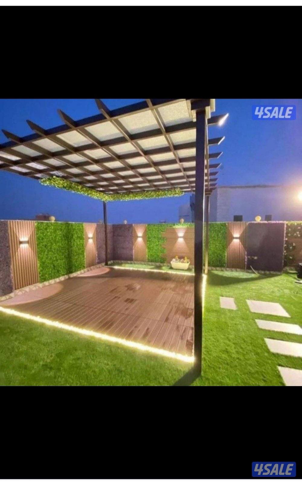 تنسيق حدائق تركيب ثيل صناعي وسور تركي وثيل طبيعي6