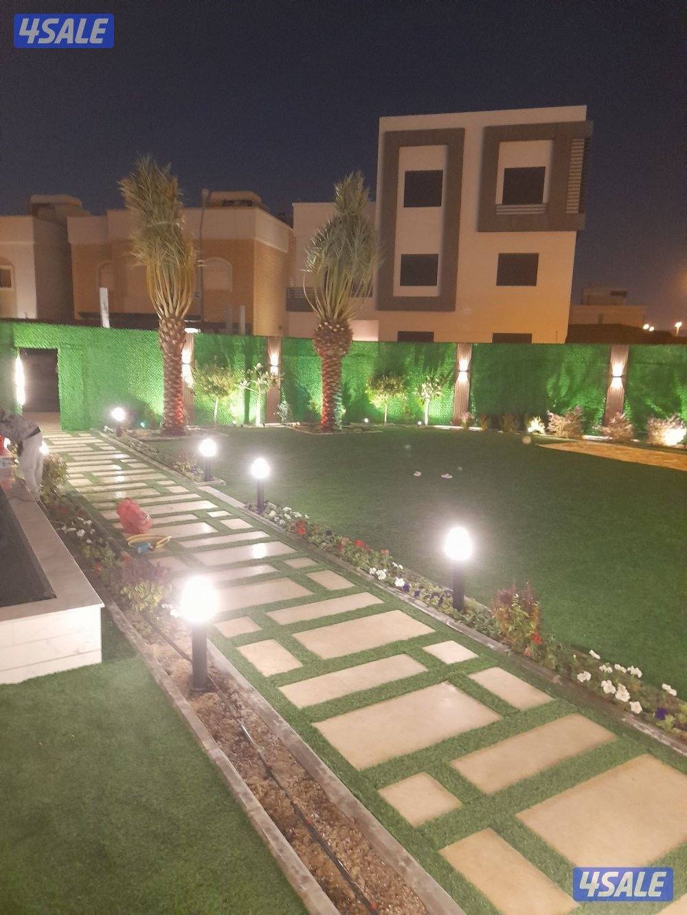 تنسيق حدائق تركيب ثيل صناعي وسور تركي وثيل طبيعي9