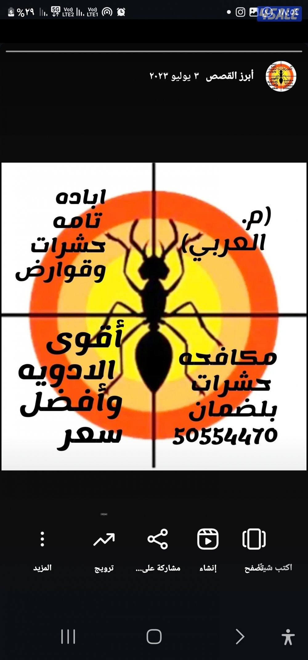 حشرات حشرات مكافحه بلضمان جميع الحشرات والفئران والبريعصي0