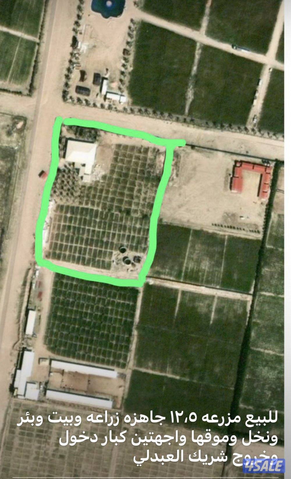 للبيع مزرعه 12,500بالعبدلي موقع مميز وقريب من الطريق العبدلي في قطعه214