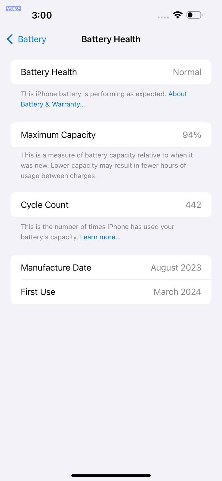 ايفون 15 بلس – 128 جيجابايت – وردي – iPhone 15 Plus 128GB Pink 94%1