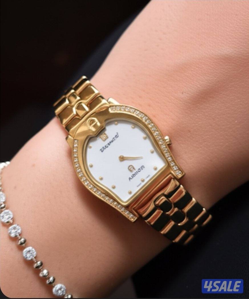 ساعة ايغنر نادرة مطلية ذهب ومرصعة الماس2
