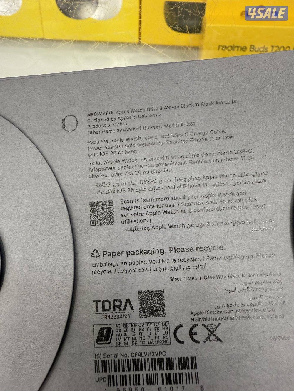 للبيع ساعه ابل ألترا واتش 3 49mm بلاك تيتانيوم alpine loop0