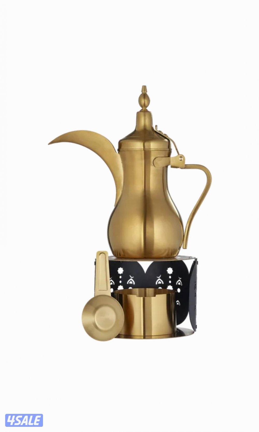 أبيات – دلة الهامة مع حامل ذهبي وأسود – سعة 1 لتر
Abyat – Alhama Dalla3