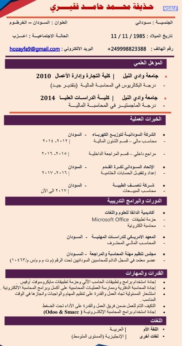 محاسب سوداني يبحث عن عمل0