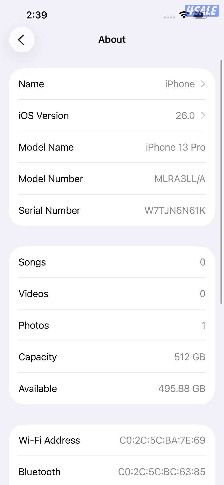 ايفون13برو–512جيجابايت–رمادي–iPhone13Pro–512GB–Gray–used–like–new8