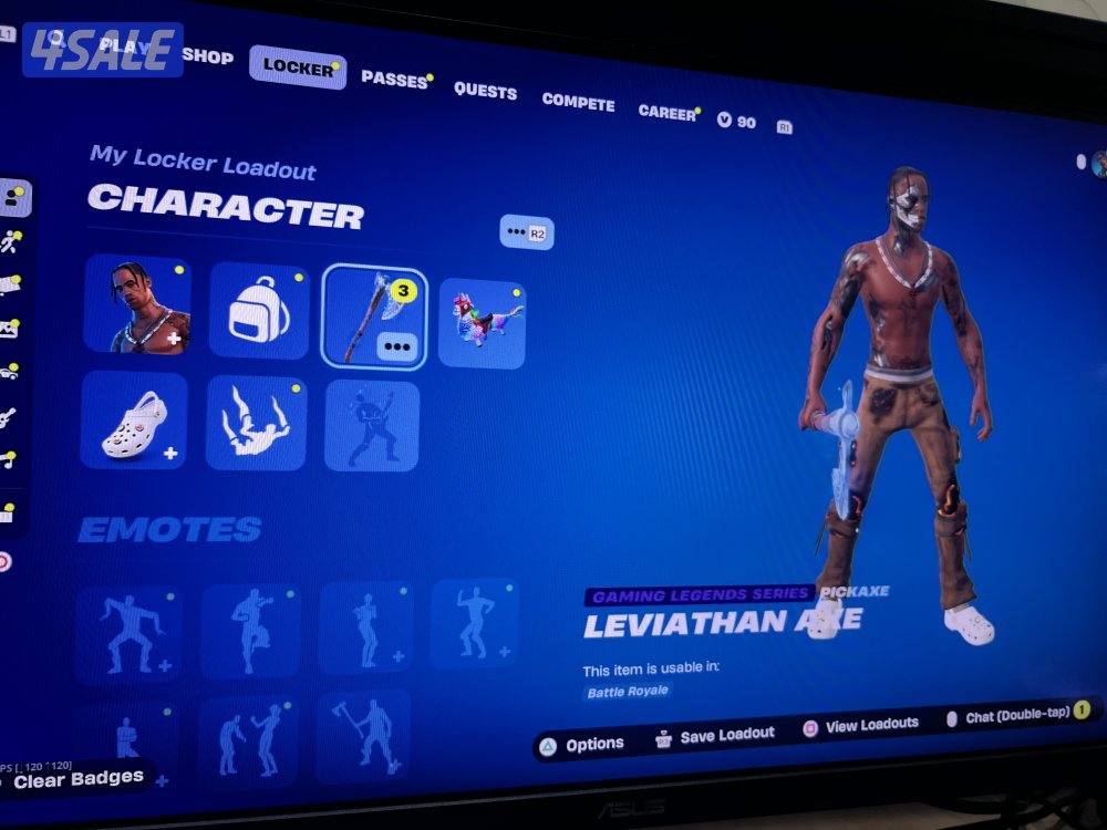 حساب فورت نايت ترافيس سكوت + ايكونك اكس الهلوين ايبك اساسي كامل مضمون0