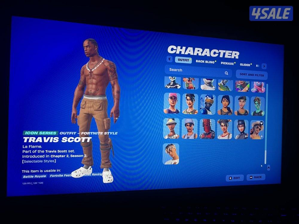 حساب فورت نايت ترافيس سكوت + ايكونك اكس الهلوين ايبك اساسي كامل مضمون6