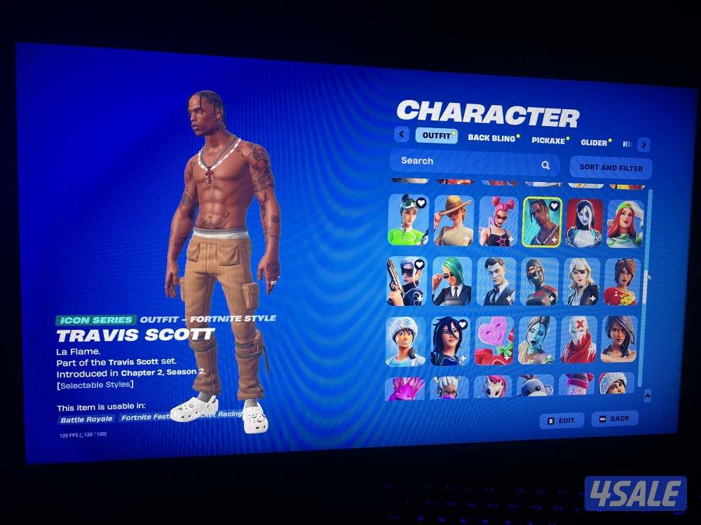 حساب فورت نايت ترافيس سكوت + ايكونك اكس الهلوين ايبك اساسي كامل مضمون9