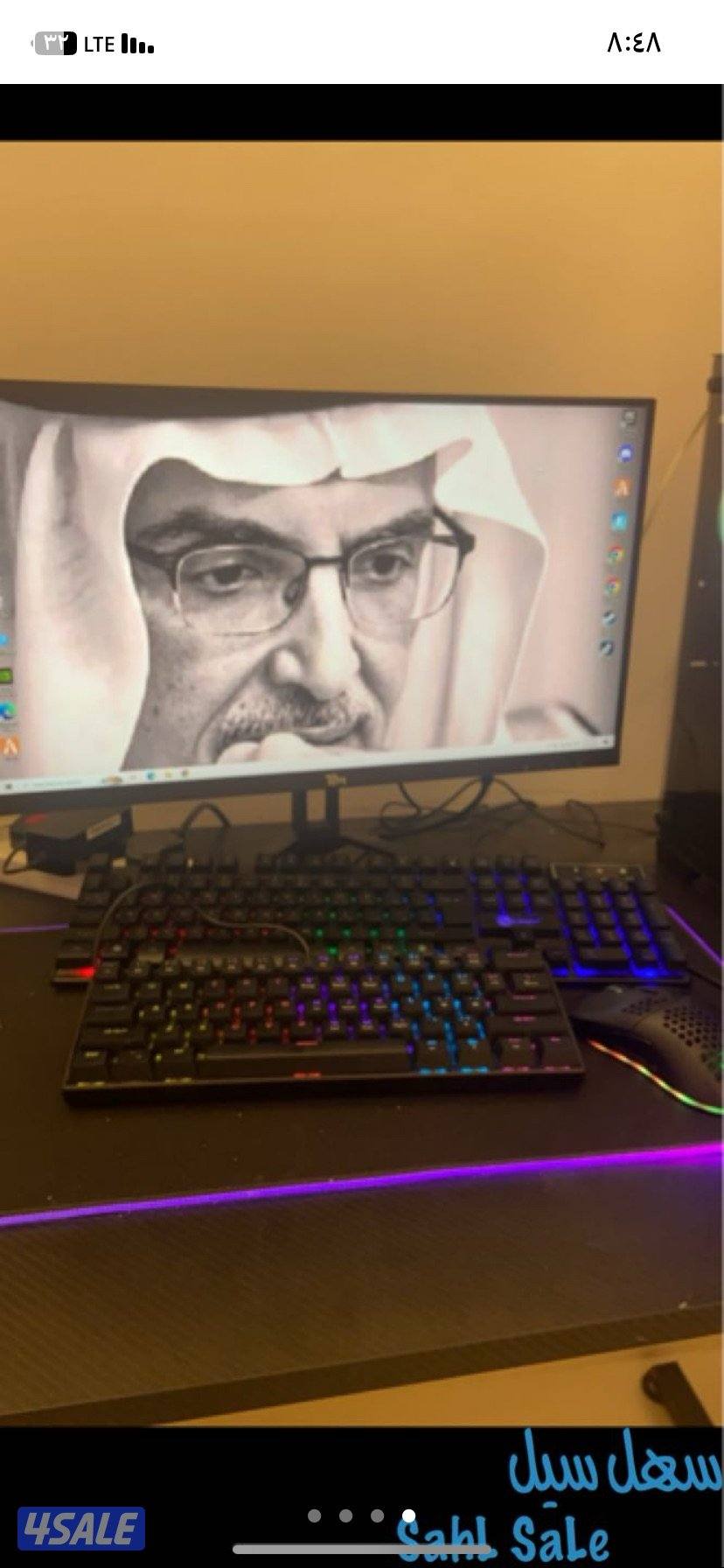 بي سي و شاشه و طوله و كرسي و كيبودين و وماوسين و1