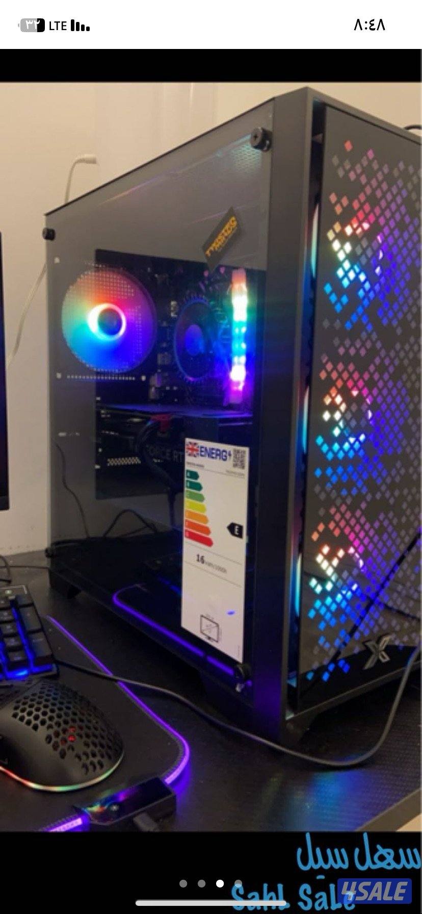 بي سي و شاشه و طوله و كرسي و كيبودين و وماوسين و2