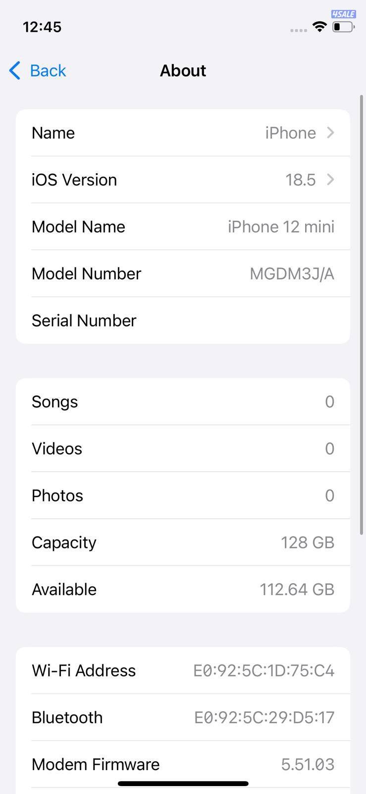 ايفون 12 ميني – 128 جيجا – أبيض – iPhone 12 Mini – 128GB – White 82%8