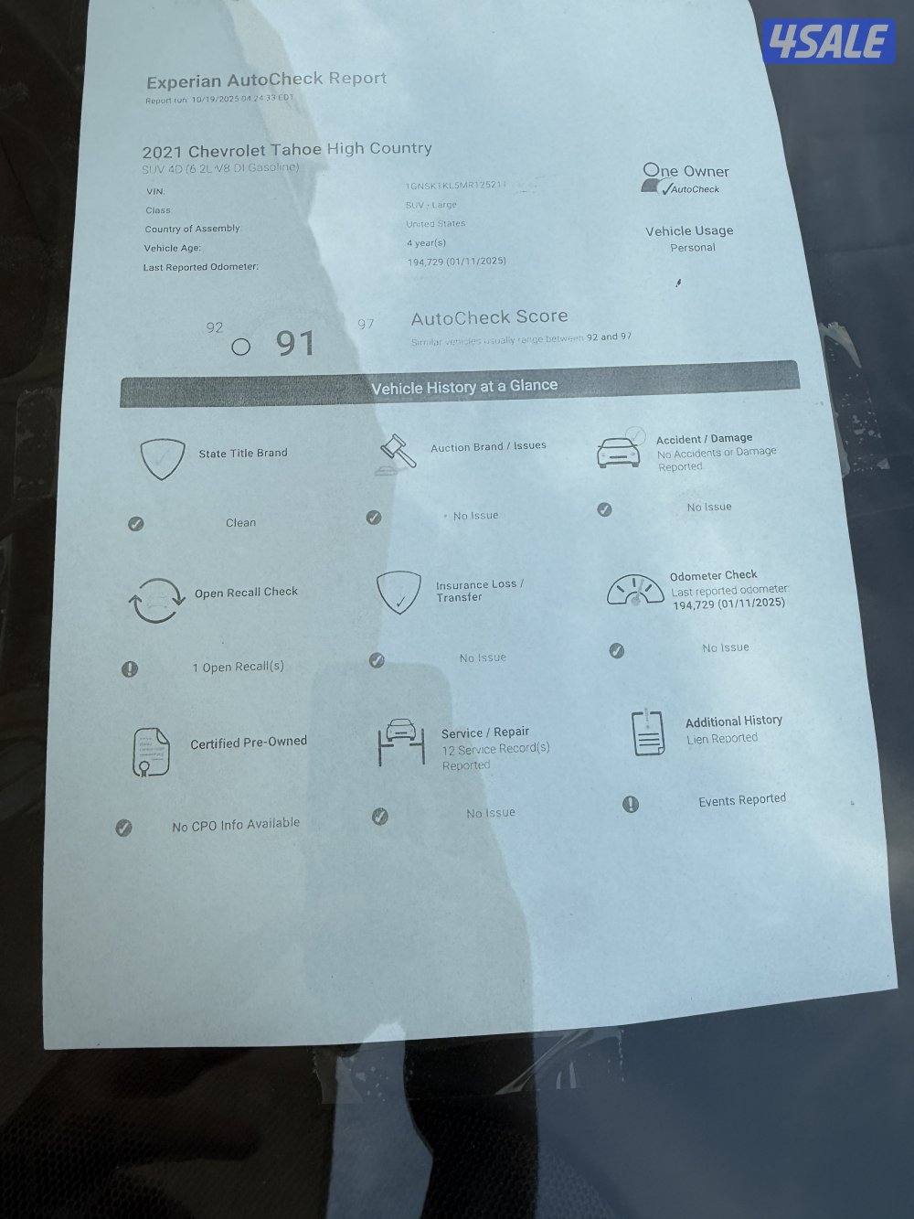 للبيع تاهو هاي كانتري وارد امريكا8