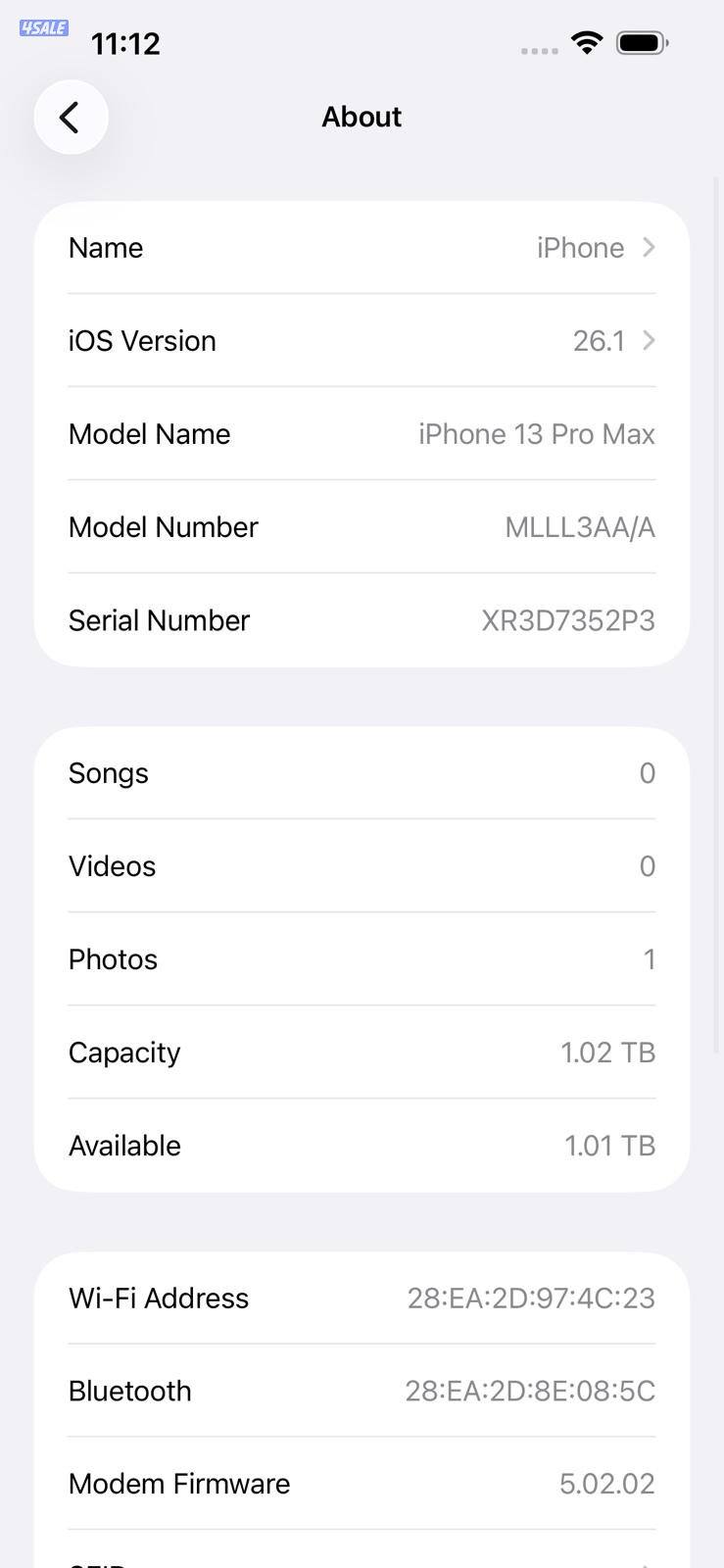 ايفون 13 برو ماكس 1 تيرا فضي iPhone 13 Pro Max 1TB Silver Used like ne2